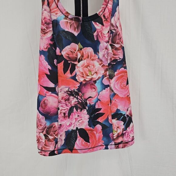 Lululemon Lightened Up Singlet Womens Size 8 Secret Garden Black Pink Floral - Picture 3 of 7